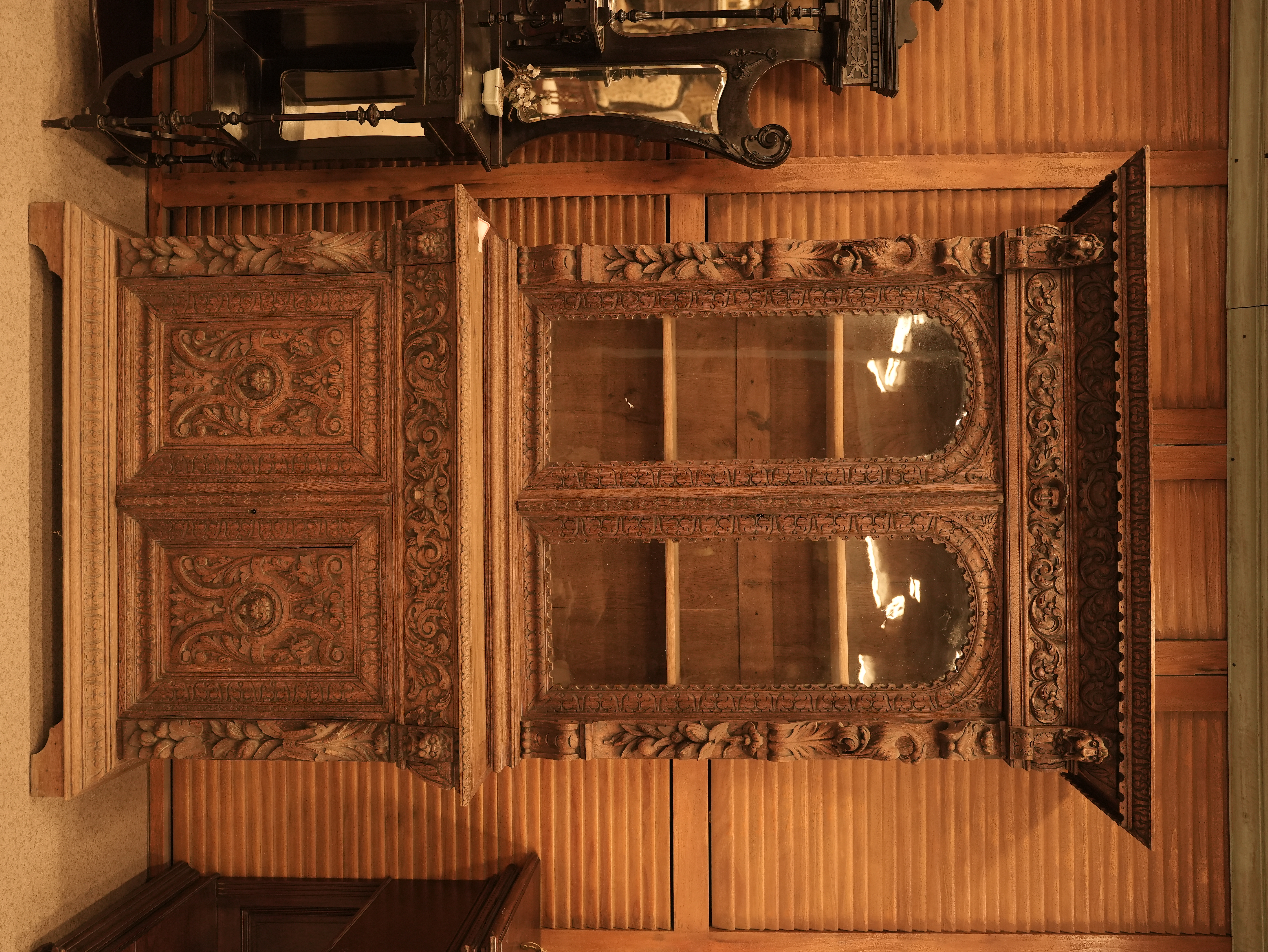 This is a French Renaissance Revival carved oak buffet d deux corps from the 19th century.